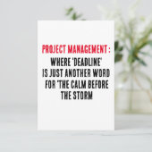 Projectmanagement Waar 'deadline' gewoon een ander Bedankkaart (Staand voorkant)
