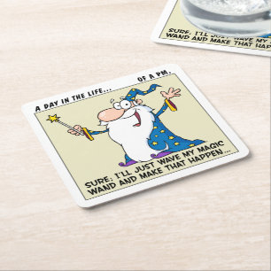 Projectmanager Magische Machten Vierkante Kartonnen Onderzetter