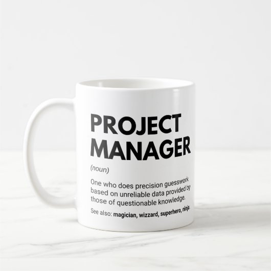 Projectmanagers Grappige Werk Uitdrukking Koffiemok (Links)