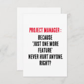 Projectmanagers Omdat 'nog maar één functie' Bedankkaart (Voorkant / Achterkant)