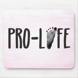 ProLife-Baby Voetafdruk op roze Muismat