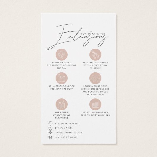 Prolongation des cheveux - Carte d'étiquette (Dos)