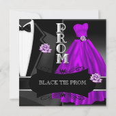 Prom High School Dans Formeel Paarse Zwarte Stropd Kaart (Achterkant)