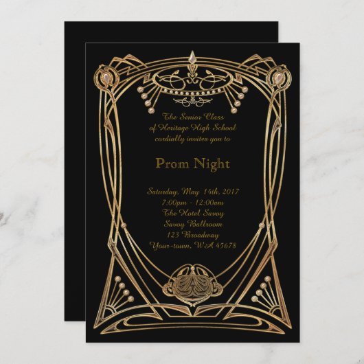 Prom Night elegant art-deco stijl Kaart (Voorkant / Achterkant)