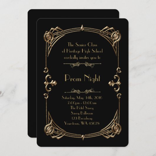 Prom Night Empire-stijl, gesmolten goud, zwart Kaart (Voorkant / Achterkant)
