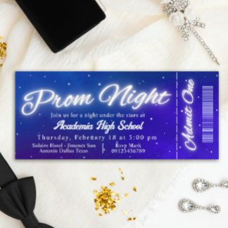 Prom Night - Under the Stars Ticket Invitation Kaart