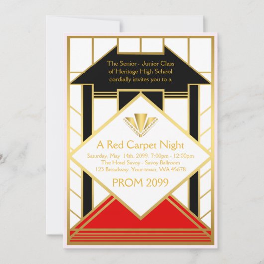 Prom Senior, Gatsby-stijl, rood tapijt gestileerd Kaart (Voorkant)