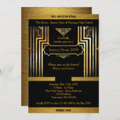 Prom senior, Gatsby-stijl, zwart & goud, back gold Kaart (Voorkant / Achterkant)