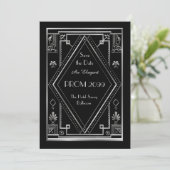 Prom Senior-Junior, Black, Silver, Art Deco Kaart (Staand voorkant)