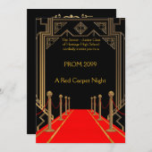 Prom Senior-Junior, Gatsby-stijl, Red Carpet Night Kaart (Voorkant / Achterkant)