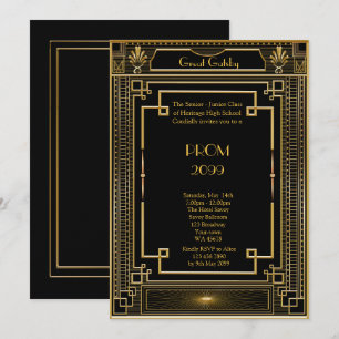 Prom Senior-Junior, Great Gatsby, Gold, zwart Kaart