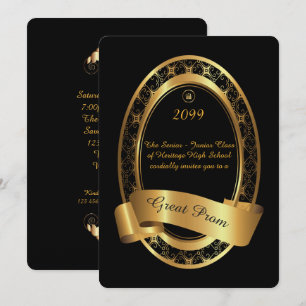Prom Senior-Junior, Great Prom, elegant zwart, gou Kaart