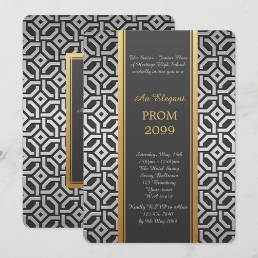 Prom Senior-Junior, Silver Gold Geometric Kaart (Voorkant / Achterkant)