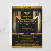 Prom-uitnodiging, Gatsby-stijl, ticket, zwart goud Kaart (Voorkant)