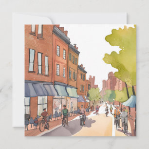 Promenade à vélo à Boston Carte aquarelle du Nor