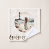 Promenade au phare côtier (Gant de toilette)
