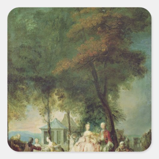 Promenade bij Longchamp, c.1760 Vierkante Sticker (Voorkant)