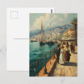 Promenade Côte d'Azur : Carte postale Vintage (Devant / Derrière)