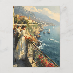 Promenade Côte d'Azur : Carte postale Vintage