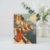 Promenade Côte d'Azur : Carte postale Vintage (Debout devant)