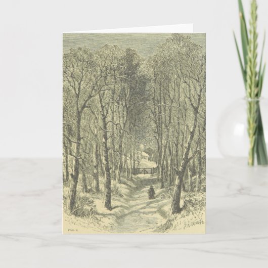 Promenade de Noël dans la carte de voeux en bois (Devant)
