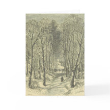 Promenade de Noël dans la carte de voeux en bois