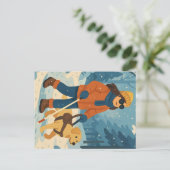 Promenade d'hiver avec chien guide - Carte postale (Debout devant)