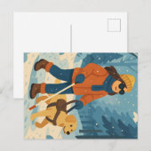 Promenade d'hiver avec chien guide - Carte postale (Devant / Derrière)