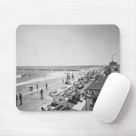 Promenade en strand B&W verhoogd uitzicht Muismat (Met muis)