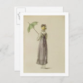 Promenade jurk, mode bord van Ackermann's Re Briefkaart (Voorkant / Achterkant)