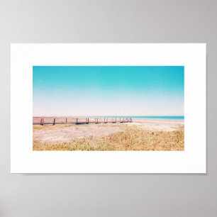 Promenade sur la plage Pastel Blue Pink Affiche du