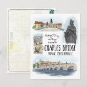 Promenade sur le pont Charles Prague - Carte posta (Devant / Derrière)