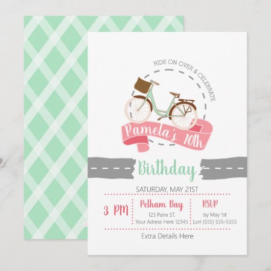 Promenade Sur Vélo Invitation Anniversaire | Menti (Devant / Derrière)
