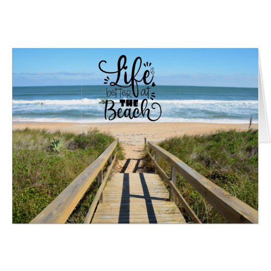 Promenade vers la carte de voeux de plage (Devant horizontal)