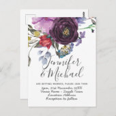 Promesse violette Invitations Mariage Floral moder (Devant / Derrière)