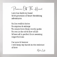 Promesses du coeur amour poème poster art mur