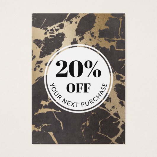 Promo Code Black Gold Marble Cartes de réduction (Devant)