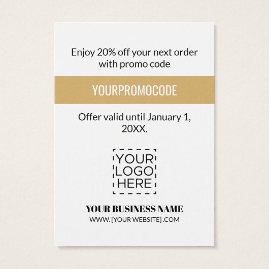 Promo-code Gold Faux Glitter Diskards Visitekaartje (Achterkant)