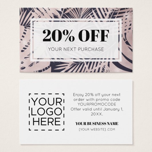 Promo Code Logo Cartes Tropiques de réduction (Devant & derrière)