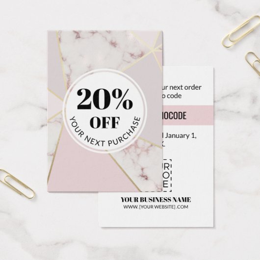 Promo Code Marbre rose Cartes de réduction géométr (Bureau)