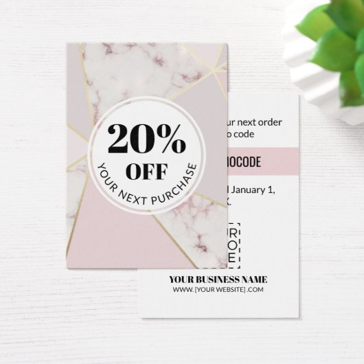 Promo Code Marbre rose Cartes de réduction géométr (Bureau)