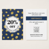 Promo Code Marine Blue Gold Cercles Carte de réduc (Devant & derrière)