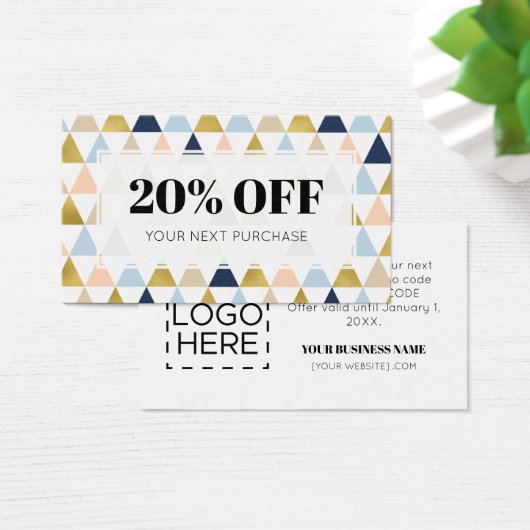 Promo Code Moderne Géométrique Cartes de réduction (Bureau)