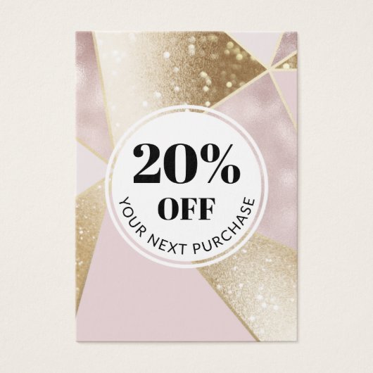 Promo Code roze Gold Geometric Discount Kaarten Visitekaartje (Voorkant)