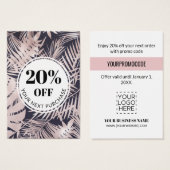 Promo Code Tropical Marine Bleu rose Cartes de réd (Devant & derrière)