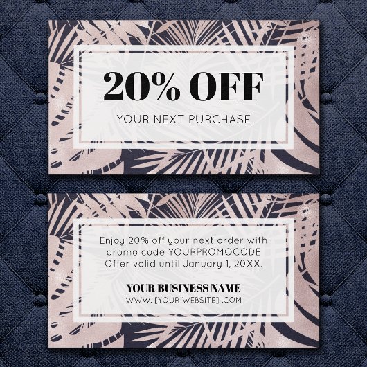 Promo Code Tropical Rose Marine Bleu Carte de rédu