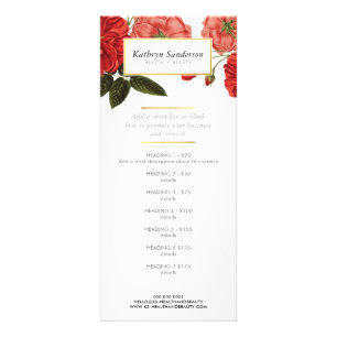 PROMO PRIJS DIENSTEN LIJST rode roos bloem bloemen Reclamekaart