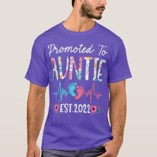 Promoted To Auntie Est 2022 Funny Floral Mothers D T-shirt