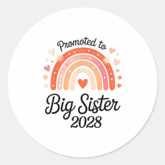 Promoted To Big Sister 2028 New Baby Pregnancy Ann Ronde Sticker (Voorkant)