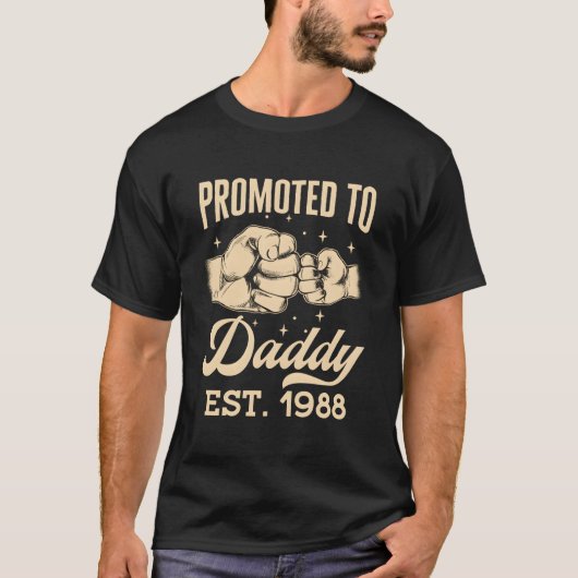 Promoted To Daddy Est 1988 First Time Dad Father'S T-shirt (Voorkant)